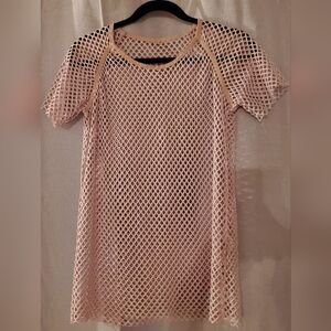Pink Mesh Short Sleeve Top